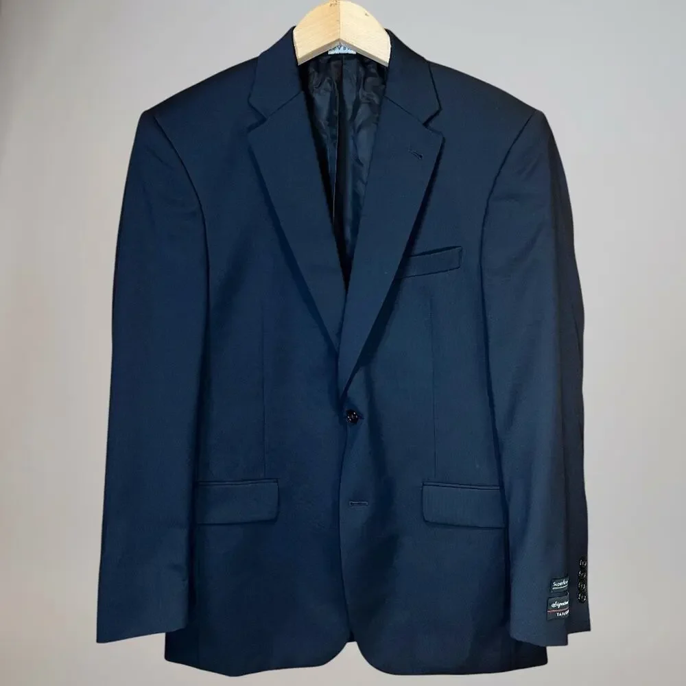 New Jos A Bank Signature 42-44L Tailored Athletic Fit Navy Blue Blazer